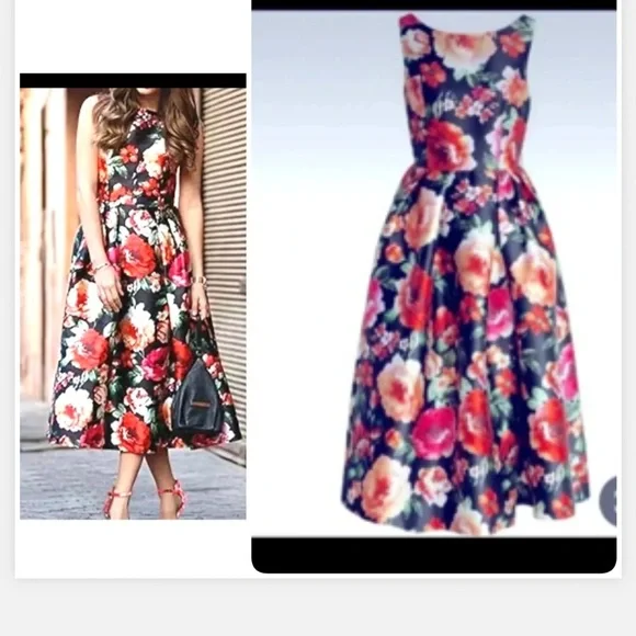 Women’s retro inspired cottage core floral Aline dress - Picture 1 of 13